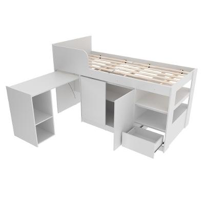 Cama Infantil Juvenil Multifuncional CM8021 com Mesa Retrátil MDP Branco Gran Belo