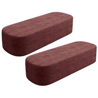 Kit 2 Puffs Decorativo Orgânico Doha W01 Retangular Linho Bordô Lyam Decor