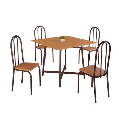 Conjunto Sala de Jantar Ilhabela 4 Lugares Tampo MDF 90x90cm Marrom Jambo Pet