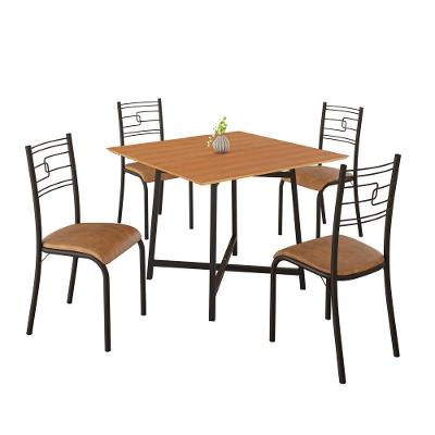 Conjunto de Jantar Ella 4 Lugares Tampo em MDF Mesa 90x90cm Preto Jambo Pet