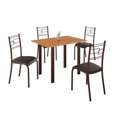 Conjunto de Jantar Mila 4 Lugares com Cadeiras Ella Tampo MDF Marrom com Preto