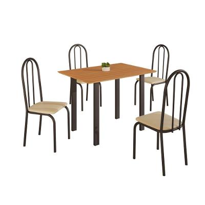 Conjunto de Jantar Mila Ilhabela 4 Lugares Tampo MDF Creme Mesa 93x58cm com Cadeiras