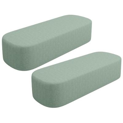 Kit 2 Puffs Decorativo Doha W01 Retangular Espuma Linho Verde Menta Lyam Decor