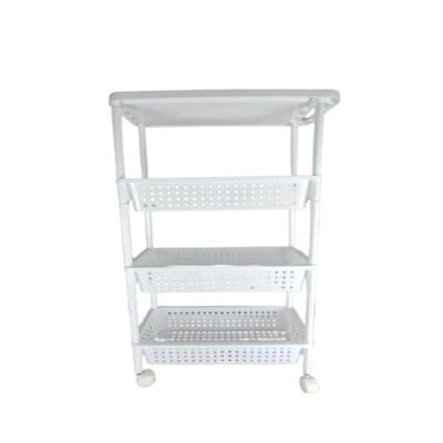 Carrinho Organizador Multiuso 4 Prateleiras Plástico com Rodízios para Quarto Sala Banheiro Branco