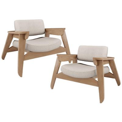 Kit 2 Poltronas Living Concept L02 Nature para Sala em Linho Cru Bege Lyam Decor
