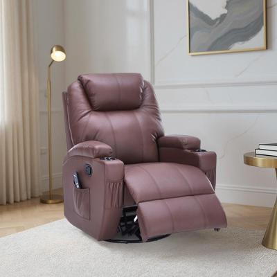 Poltrona Reclinável Manual Vector com Massagem e Aquecimento Pu Marrom Chocolate Gran Belo