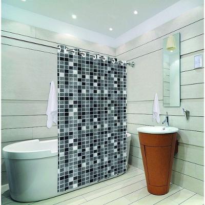 Cortina de Box Pastilha Preta em PVC Antimofo com Ilhós para Banheiro Preto Vida Pratika