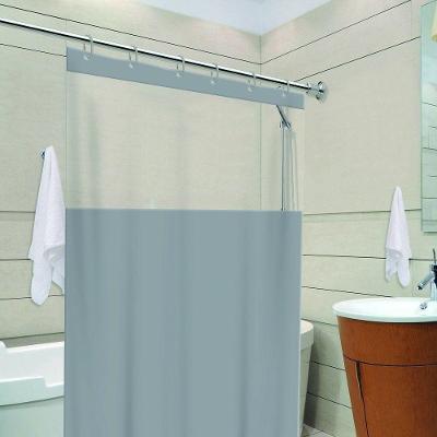 Cortina de Box Cinza com Visor em PVC 198cm X 138cm com Gancho Vida Pratika