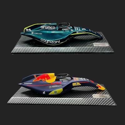 Conjunto de Quadros Decorativos Miniatura 3D F1 Aston Mrtn No34 e Rb No4 G53 Retangular Gran Belo