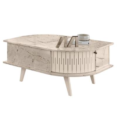 Mesa de Centro Nevada Retangular MDP 90cm Calacata-off-white Mobiliar Home Shop