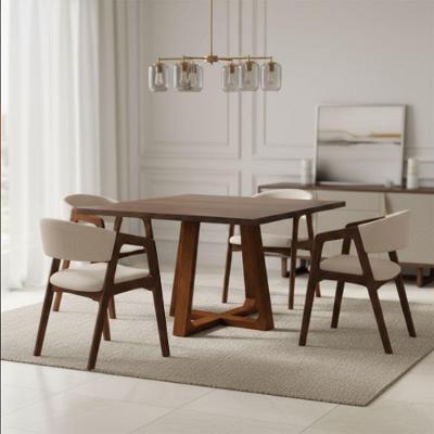 Mesa de Jantar Isabela com 4 Cadeiras Gabriela 4 Lugares Tampo Freijó Bege 120cm Ideal Decor