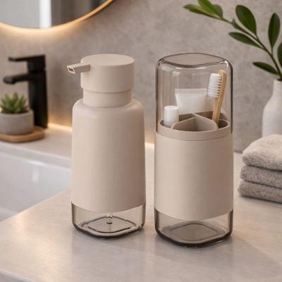 Kit para Banheiro Porta Sabonete e Porta Escova Dual 2 Peças Bege Ou