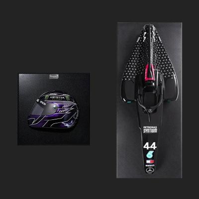 Conjunto de Quadros 3D F1 Carro W11 e Capacete 2019 G53 Retangular Preto Gran Belo
