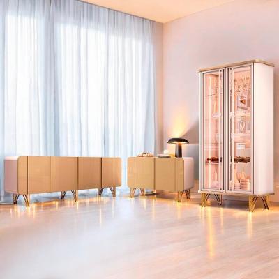 Conjunto Cristaleira e Buffets Évora-Saluti-Benvenuto G26 8 Portas MDF e MDP 90cm Off White