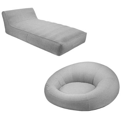 Conjunto Chaise e Puff Inflável Akira G56 2 Lugares para Área Externa Olefin Cinza Gran Belo