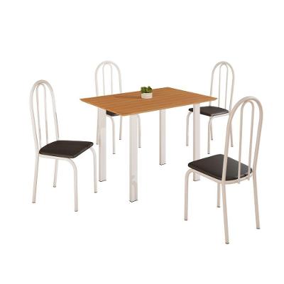 Conjunto de Jantar Mila Ilhabela 4 Lugares Tampo MDF Retangular Branco e Preto Mila