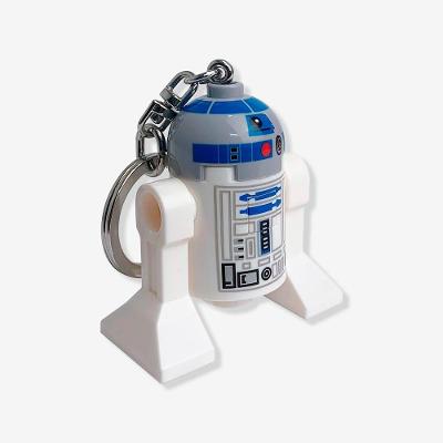 Chaveiro com Lanterna Zonacriativa Lego R2-D2 Star Wars Plástico e Metal 9cm Branco
