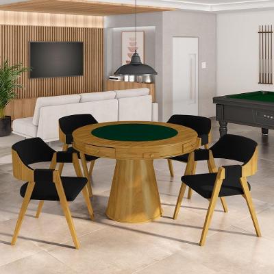 Conjunto Mesa de Jogos Bellagio G42 com 4 Cadeiras Madeira Maciça 110cm Preto Gran Belo