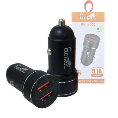 Carregador Veicular Eletromex EL-4027 para Usb Entrada 12V Saída 5,1A Preto 1 Unidade