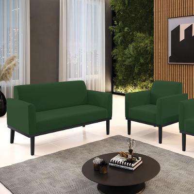 Conjunto Poltrona e Namoradeira Isabella G19 Decorativa Veludo Verde Esmeralda Gran Belo