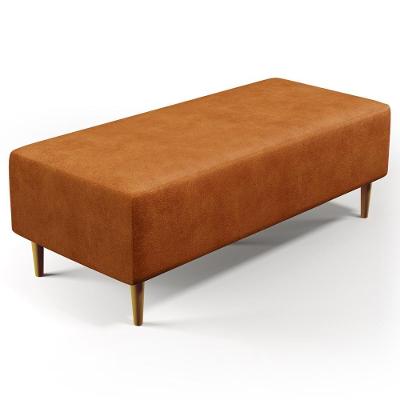 Puff Bali W01 Retangular Assento Espuma Couríssimo Canela 120x50cm Lyam Decor