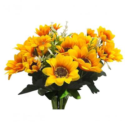 Kit 5 Buquês de Girassol Amarelo Artificial para Arranjos Decorativos de Coração Shop