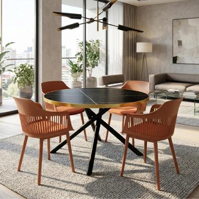 Conjunto Mesa de Jantar Solaris 4 Lugares Vidro Marrom 120cm Magazine Decor