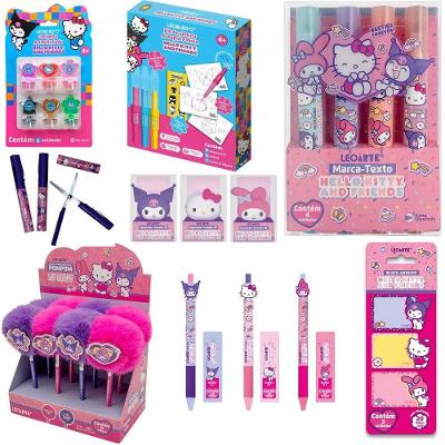 Kit de Material Escolar Leo & Leo Hello Kitty e Amigos com 8 Peças Variadas