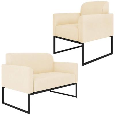 Conjunto Namoradeira e Poltrona Isabella G19 Suede Bege-Preto Base Industrial Gran Belo