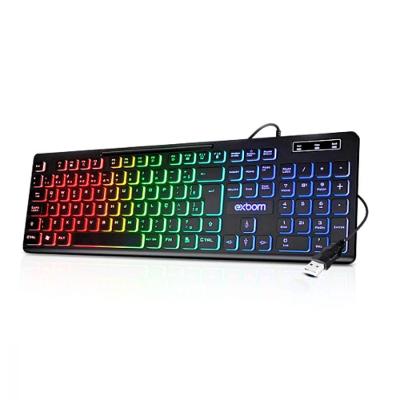 Teclado Gamer Multimídia Exbom BK-155C para Pc Semimecânico com Led Rgb Abnt2