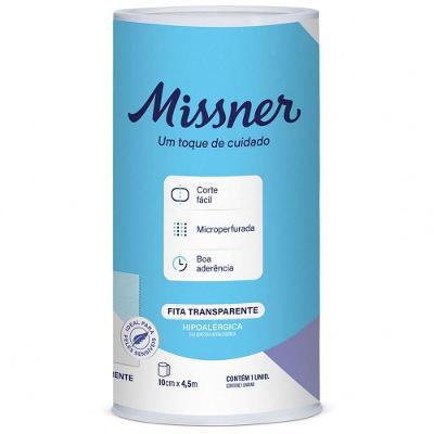 Fita Transparente Hipoalérgica Missner para Fixação de Curativos em Polietileno 10cm X 4,5m