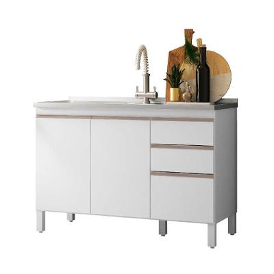Balcão para Cozinha Cook Home 3 Portas 2 Gavetas 120cm Branco Fiorello Móveis