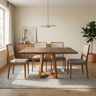 Mesa de Jantar Isabela 1,2m com 4 Cadeiras Suellen Tampo MDF Cinza Linho Ideal Decor
