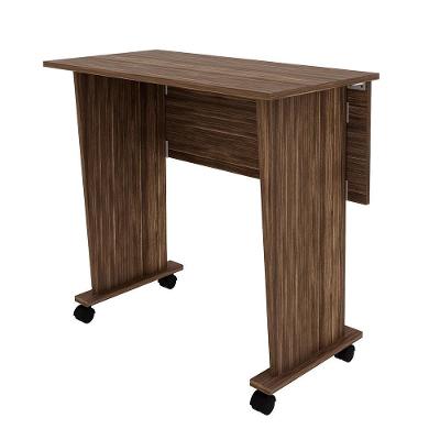 Mesa para Escritório com Rodízios ME4117 MDP 80cm Nogal Marrom Gran Belo