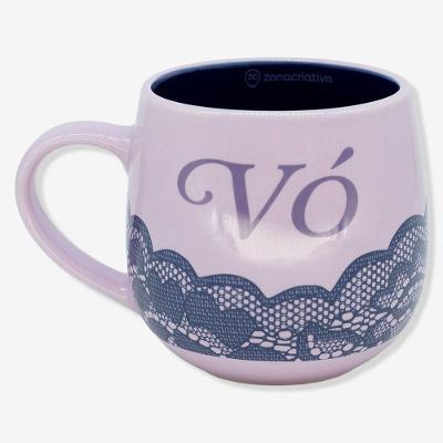 Caneca Maggie Toque de Avó 400ml em Cerâmica para Café Lilás Zonacriativa