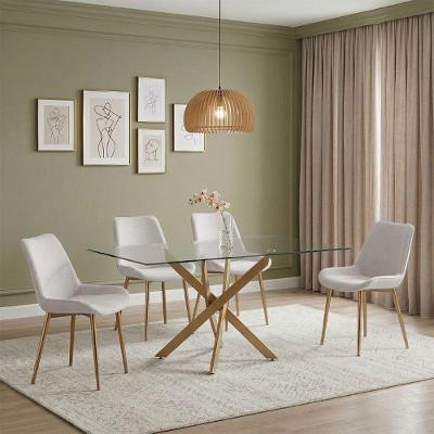 Conjunto de Jantar Lara 4 Lugares Tampo de Vidro 10mm Bronze 160cm Cadeira e Cadeira