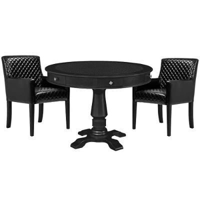 Mesa de Jogos Victoria 4 Lugares Tampo em MDF Reversível Preto com 2 Cadeiras Gran Belo