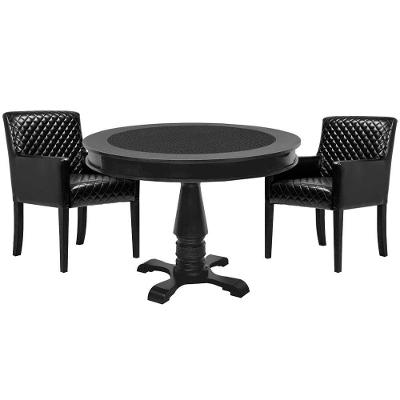 Mesa de Jogos Victoria 4 Lugares Tampo em MDF Reversível Preto com 2 Cadeiras Gran Belo