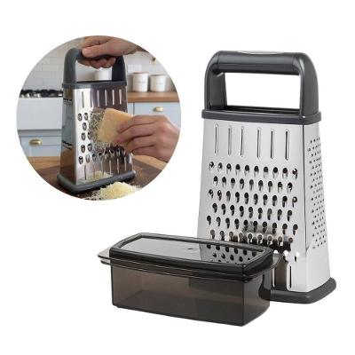 Ralador 4 Faces BS40155 com Dispenser Coletor em Aço Inoxidável para Cozinha Cinza Baker's Secret