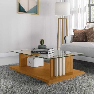 Mesa de Centro G97 Retangular Vidro Mdp Cinamomo Off White Gran Belo