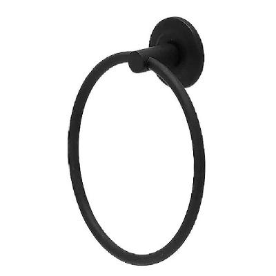Porta Toalha Argola Standard Leve Pequeno 7749 para Banheiro Preto Fosco Furkin