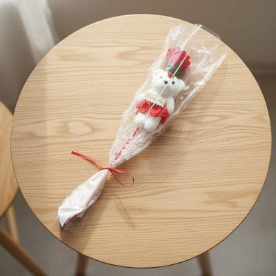 Rosa Artificial com Ursinho I Love You Presente Romântico Branco e Vermelho de Coração Shop