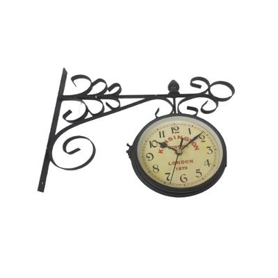 Relógio de Parede Dupla Face Vintage Estilo Estação Retrô Decorativo Preto