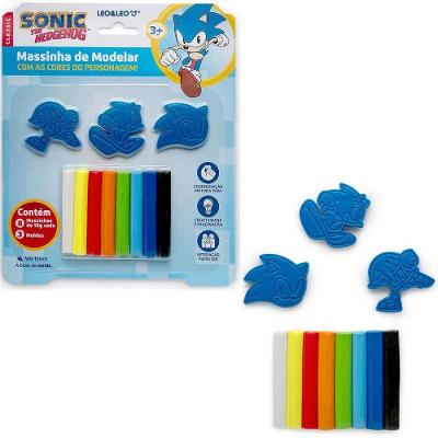 Massinha de Modelar com 3 Moldes Sonic 8 Unidades 80g para Crianças Leo & Leo