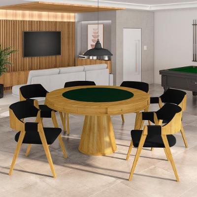 Conjunto Mesa de Jogos Bellagio G42 com 6 Cadeiras Poker Preto-mel Gran Belo