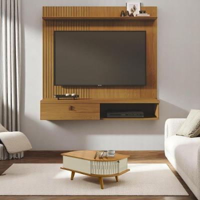 Conjunto Bancada e Mesa de Centro Mira 3 Portas MDP 141cm Cumaru Opala Mobiliar Home Shop