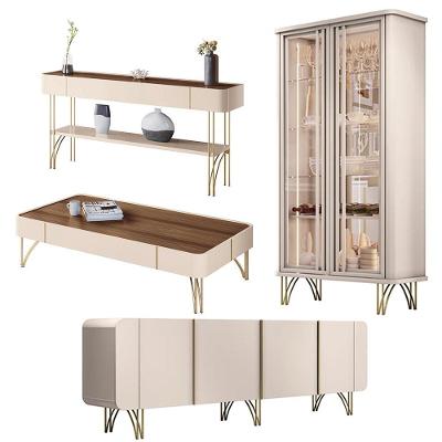 Conjunto Évora Saluti Cadenza Vivant 4 Portas 3 Prateleiras MDF e MDP Off White Castanho Gran Belo
