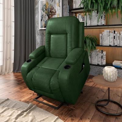 Poltrona Reclinável Crihs Lift com Massagem e Aquecimento Couro Sintético Verde Gran Belo