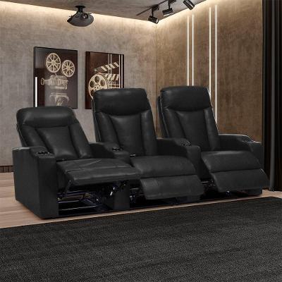Poltrona Reclinável Elétrica Califórnia 3 Lugares com Aquecimento Massagem Pu Preto Gran Belo
