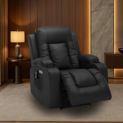 Poltrona Reclinável Elétrica Austin G94 com Massagem Aquecimento Pu Preto Gran Belo